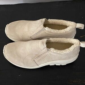 Merrell Women's Slip-On Faux Shearling Loafers in Light Cream